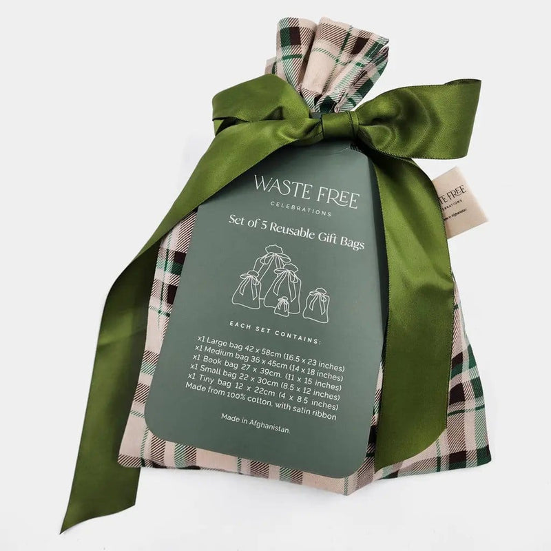 Waste Free Celebrations Fabric Gift Bags Nadarrach Tartan (Reusable Gift Bag Set) Nadarrach Tartan (Reusable Gift Bag Set)