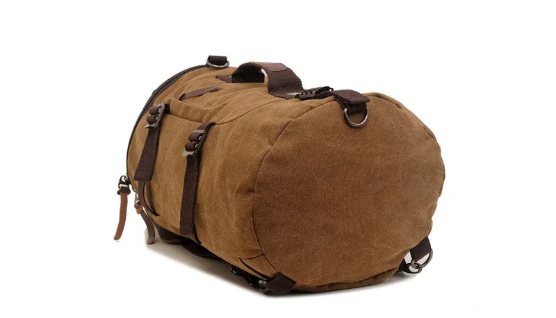 50L Canvas Hiking Backpack - Retro Style Travel Rucksack with Leather Accents | Men's Outdoor Pack – view 4