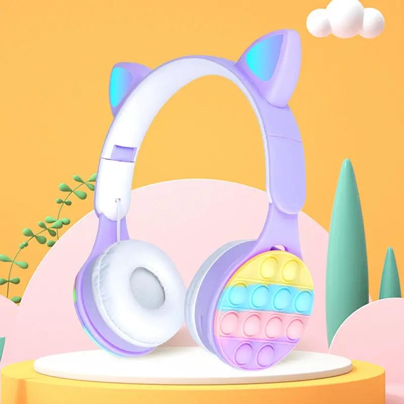 Rainbow Bubble Glowing Cat Ears Wireless Headset with Microphone Control LED – view 1