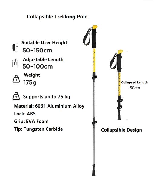 ECOTREK Hiking Pole Ecotrek Telescopic Trekking Poles – Collapsible Hiking Sticks for Users up to 150 cm PRI50128 Ecotrek Telescopic Trekking Poles – Collapsible Hiking Sticks for Users up to 150 cm PRI50128