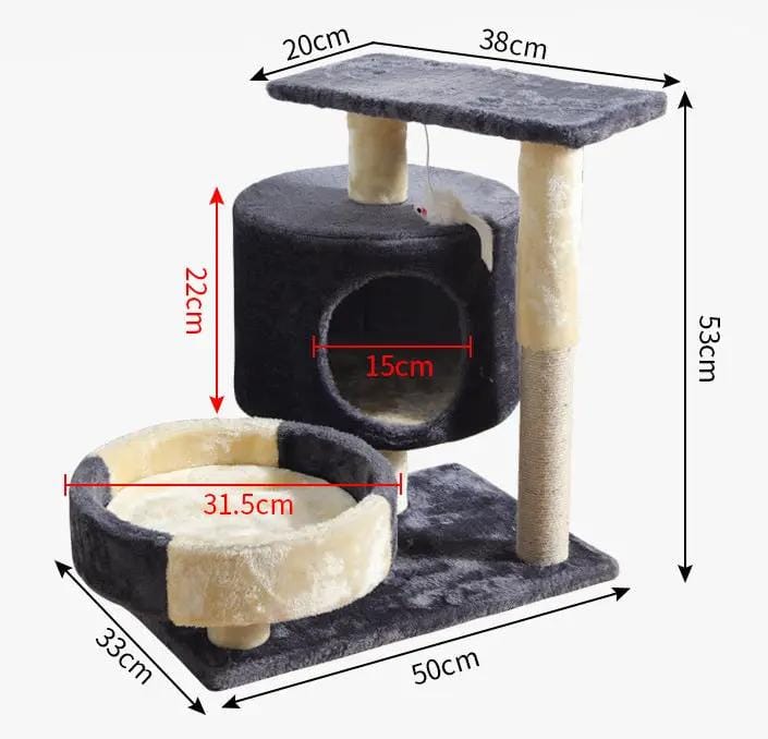 Cat Tree Scratching Post with house & mouse 53cm – view 2