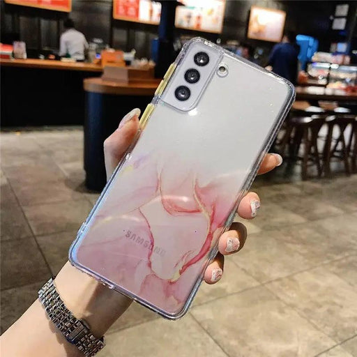 Samsung Galaxy S22 Plus Marble Pattern Case Pink Translucent PC Cover – view 2