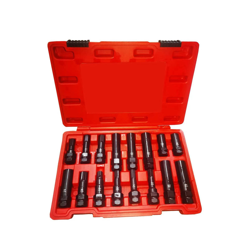 salelink.co.nz Unbranded 16PCS Locking Wheel Nut Screw Socket Set 16 Piece Locking Wheel Nut Screw Socket Set