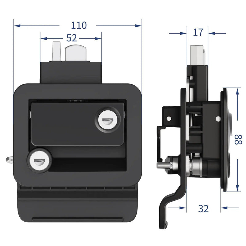 Black RV Entry Door Lock Camper Travel Trailer Latch Key – view 2