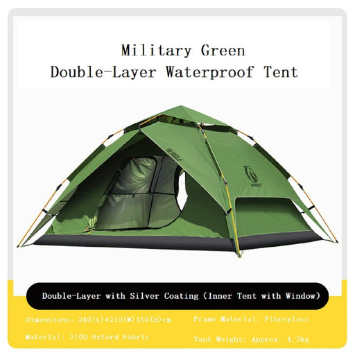 ECOTREK Tent Instant Pop-Up Double-Layer Waterproof Camping Tent – Military Green DYLF74226 Instant Pop-Up Double-Layer Waterproof Camping Tent – Military Green DYLF74226