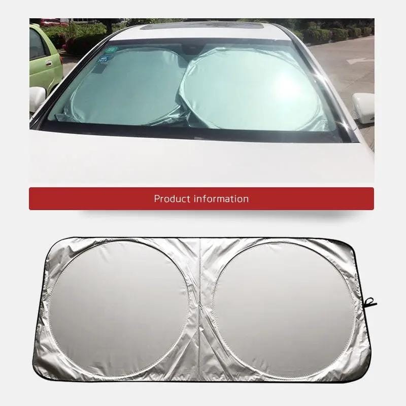 Large Silver Car Sunshade Foldable Double-Circle – view 3
