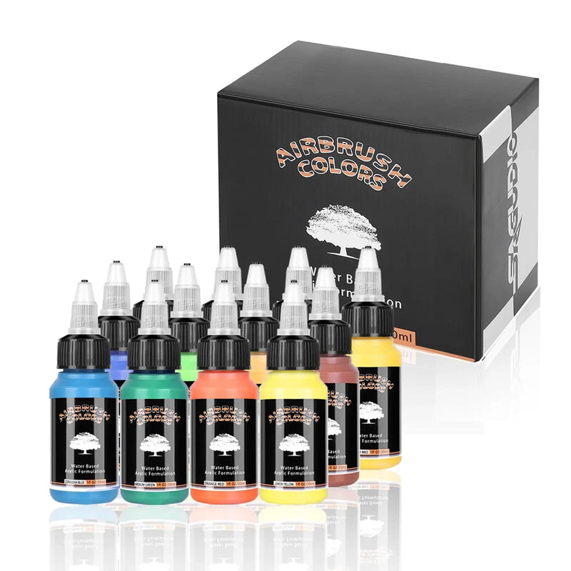 12 Colours 30ml Acrylic Airbrush Paint Set – view 1