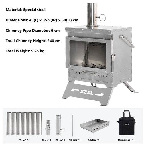 ECOTREK cookware Wood Burning Stove – Outdoor Winter Heating Stove with Fire Viewing Glass SZXL2934 Wood Burning Stove – Outdoor Winter Heating Stove with Fire Viewing Glass SZXL2934