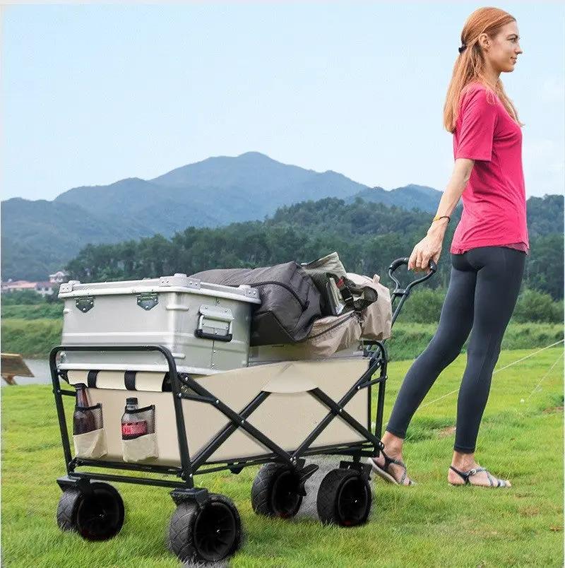 Foldable Outdoor Trolley Picnic Camping Cart 360° Rotating Wheels – view 2
