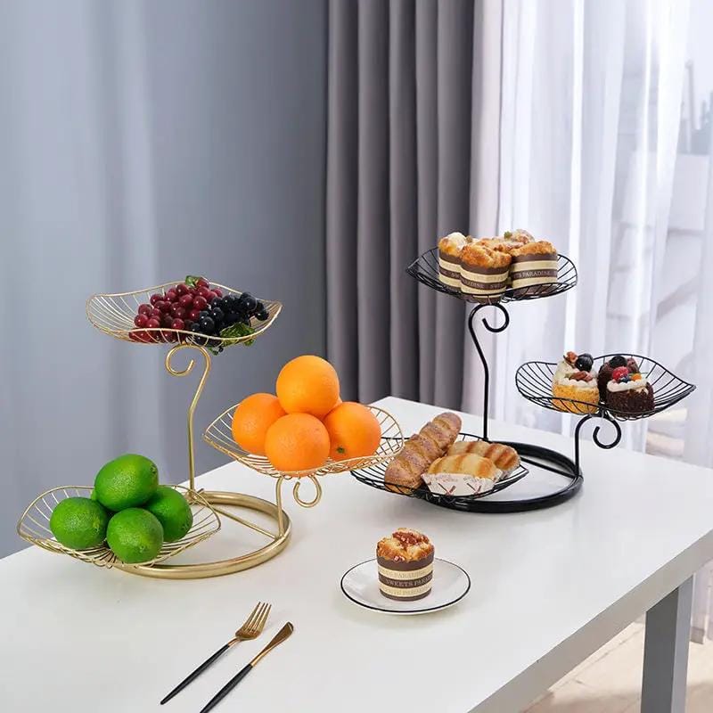 Luxury Multi-Layer Snack & Fruit Stand for Living Room, Kitchen Gold/Black – view 1