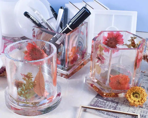 DIY Plant Pot mould, Cube and Cylinder Resin Planter moulds, Square Silicone moulds, DIY Flower Pot moulds, Pen – view 1