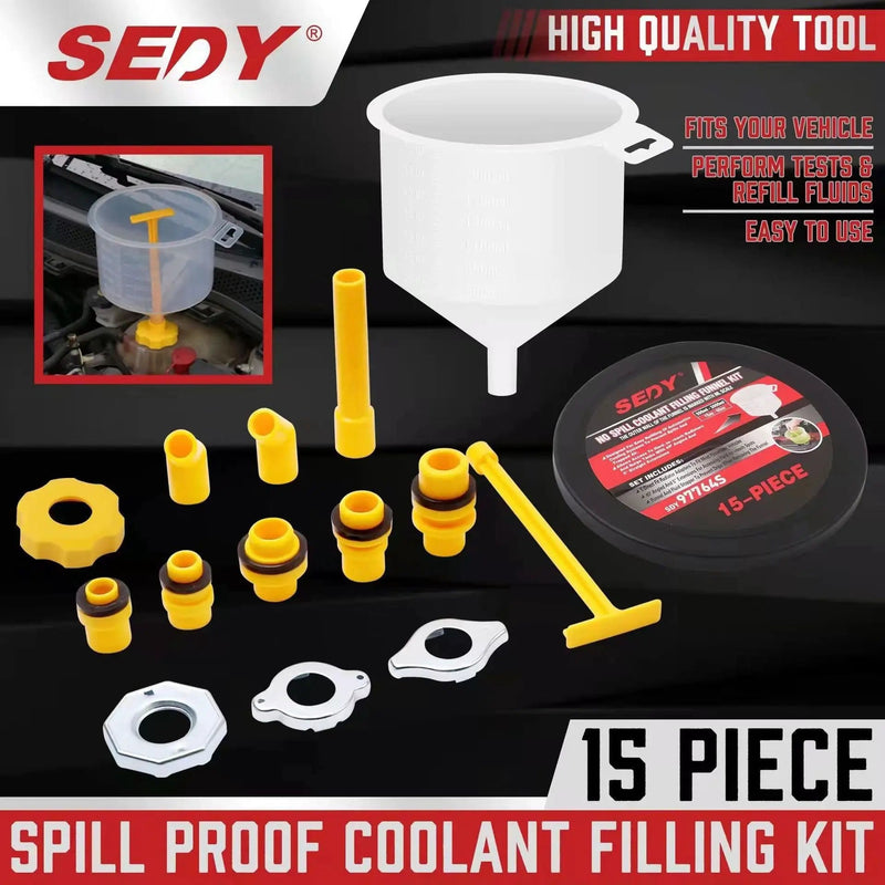 15-Piece Car Radiator Coolant Refill Funnel Kit Spill Proof Cooling System Tool – view 7