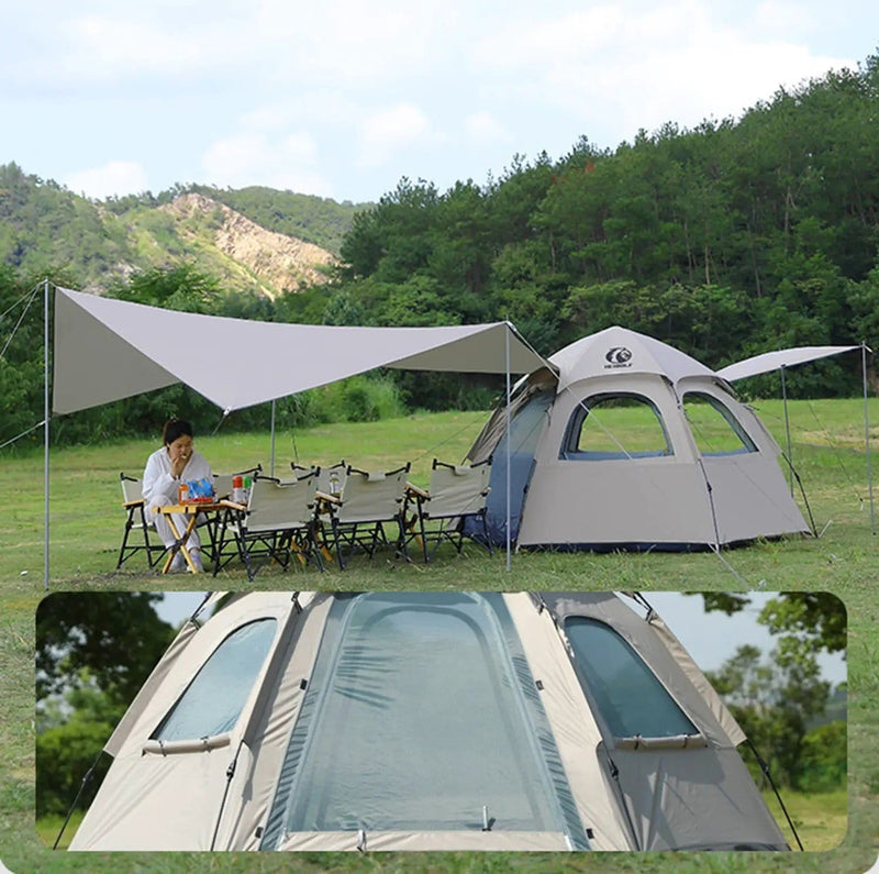 ECOTREK Tent Pop-up Hexagonal Double-Layer Waterproof Tent + Winged CanopyDYLF2063 Pop-up Hexagonal Double-Layer Waterproof Tent + Winged CanopyDYLF2063