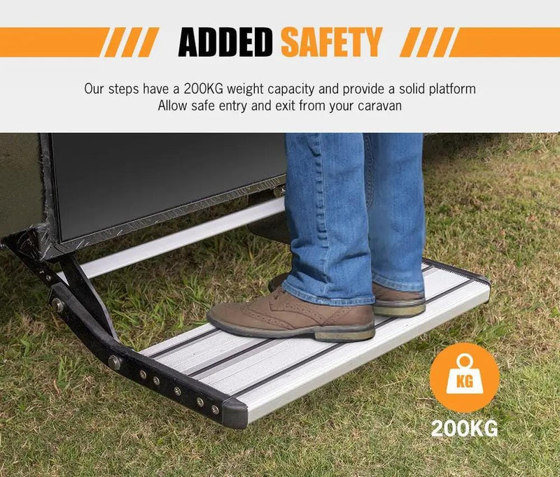 Caravan Step Aluminium Pull Out Folding Caravan Step Camper Trailer Motorhome RV – view 5