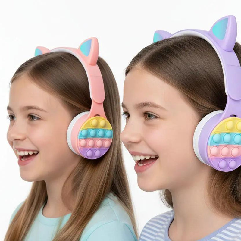 Rainbow Bubble Glowing Cat Ears Wireless Headset with Microphone Control LED – view 2