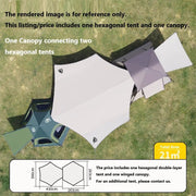 ECOTREK Tent Pop-up Hexagonal Double-Layer Waterproof Tent + Winged CanopyDYLF2063 Pop-up Hexagonal Double-Layer Waterproof Tent + Winged CanopyDYLF2063
