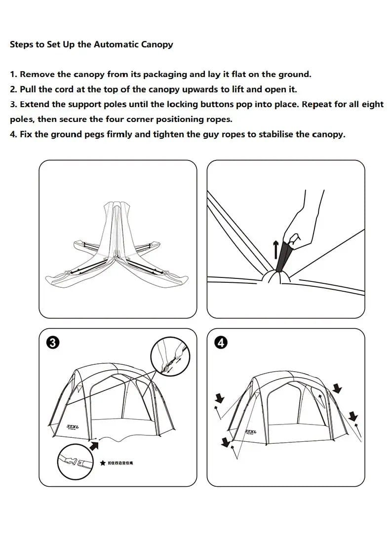 Automatic Dome Canopy & Tent – Includes 4 Side Walls and 1 Groundsheet SZXL9781 by ECOTREK