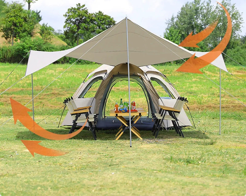 ECOTREK Tent Pop-up Hexagonal Double-Layer Waterproof Tent + Winged CanopyDYLF2063 Pop-up Hexagonal Double-Layer Waterproof Tent + Winged CanopyDYLF2063