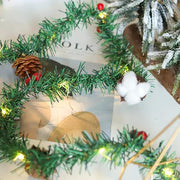 5M Artificial Christmas Wreath Green String Lights Cotton Pine Cones – view 5