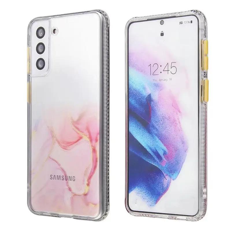 Samsung Galaxy S22 Plus Marble Pattern Case Pink Translucent PC Cover – view 1