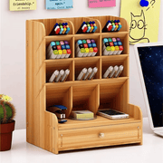 salelink.co.nz Unbranded Pen Holder Wooden Pen Pencil Holder Desk Organizer With Drawer