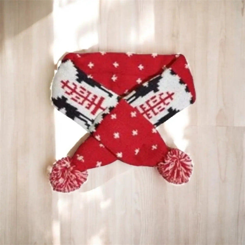 DogTreatNZ Cozy Knitted Dog Scarves With Pom Pom Tassels For Cold Weather Cozy Knitted Dog Scarves With Pom Pom Tassels