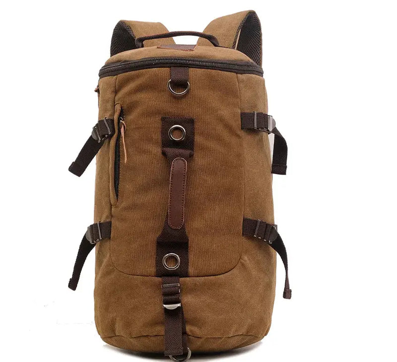 50L Canvas Hiking Backpack - Retro Style Travel Rucksack with Leather Accents | Men's Outdoor Pack – view 5