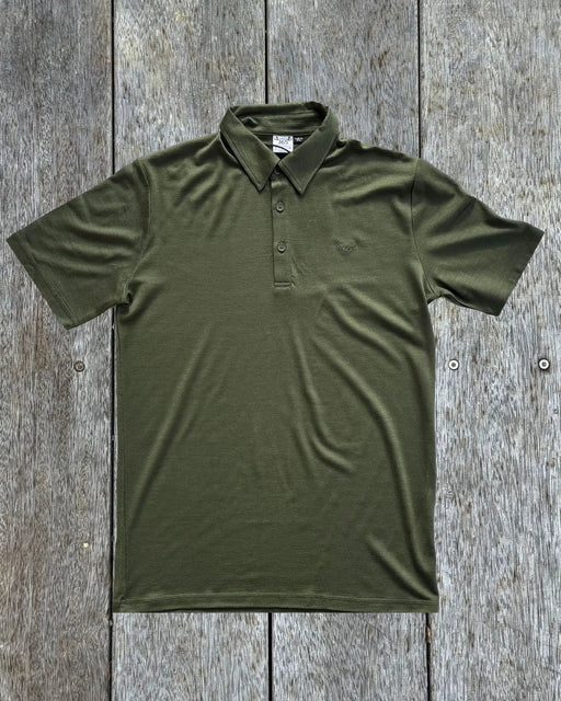 Merino 365 NZ Polos Men's Polo - 100% Merino Wool, Khaki Green Merino 365 NZ Mens Khaki Polo Shirt 100 Merino Wool