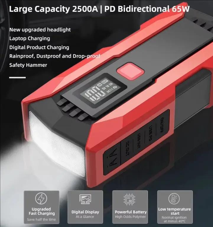 salelink.co.nz Unbranded 20000mAh Car Jump Starter Fast Charging 20000mAh Car Jump Starter Two Way 65W PD Fast Charge