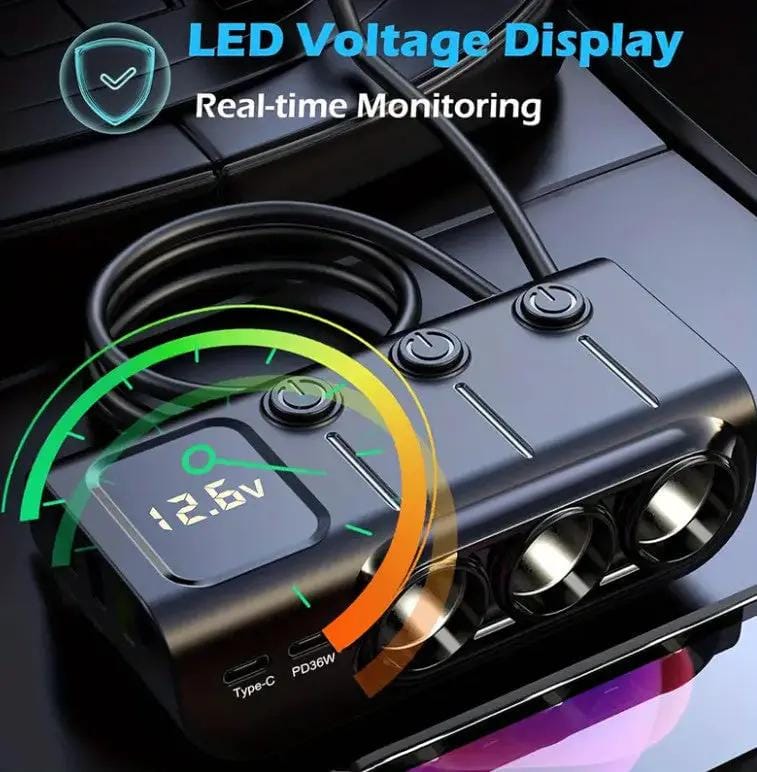 PD Fast Charging Car Lighter Adapter Splitter Cigarette Lighter Socket – view 4