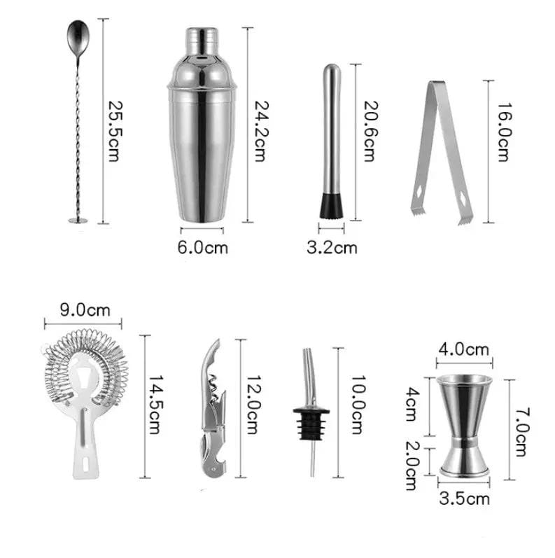 12 Piece Stainless Steel Cocktail Shaker Set With Bamboo Stand Bartender Kit – view 5