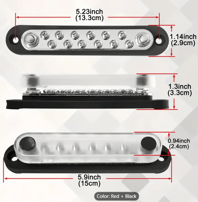 salelink.co.nz Unbranded 2x Bus Bar Terminal Block Dual Bus Bar Terminal Block 48V Power Distributor