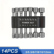 14Pcs 1/4 Inch Hex Shank Power Nut Driver Drill Bit Set Socket Wrench – view 2