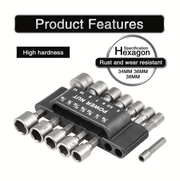 14Pcs 1/4 Inch Hex Shank Power Nut Driver Drill Bit Set Socket Wrench – view 5