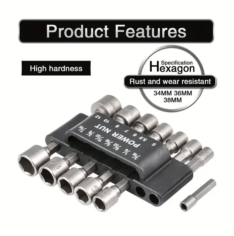 14Pcs 1/4 Inch Hex Shank Power Nut Driver Drill Bit Set Socket Wrench – view 5