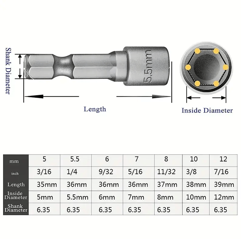 14Pcs 1/4 Inch Hex Shank Power Nut Driver Drill Bit Set Socket Wrench – view 6