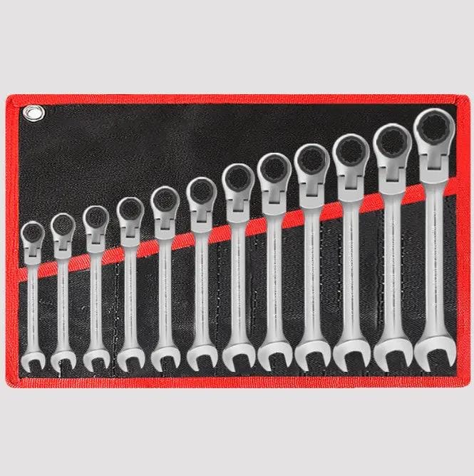 12Pc Metric Flexi Head Ratchet Spanner Wrench Set 8mm - 19mm Combination – view 2