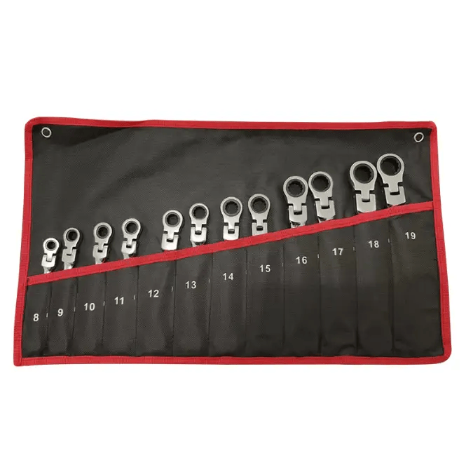 12Pc Metric Flexi Head Ratchet Spanner Wrench Set 8mm - 19mm Combination – view 3