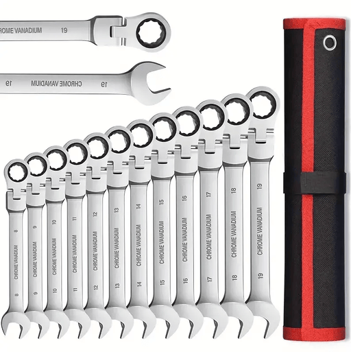 12Pc Metric Flexi Head Ratchet Spanner Wrench Set 8mm - 19mm Combination – view 1