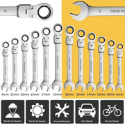 12Pc Metric Flexi Head Ratchet Spanner Wrench Set 8mm - 19mm Combination – view 4