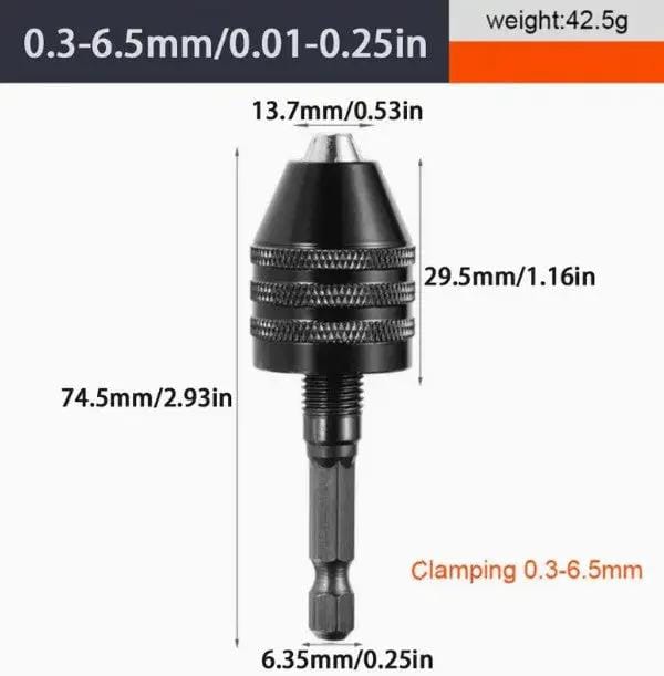salelink.co.nz Unbranded Drill Chuck Adapter - Hex 0.3-6.5mm Drill Chuck Adapter - Hex 0.3-6.5mm | Action Outdoors NZ