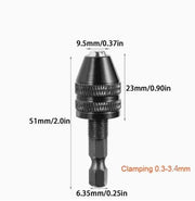 salelink.co.nz Unbranded Drill Chuck Adapter - Hex 0.3-3.4mm Drill Chuck Adapter - Hex 0.3-3.4mm | Action Outdoors NZ