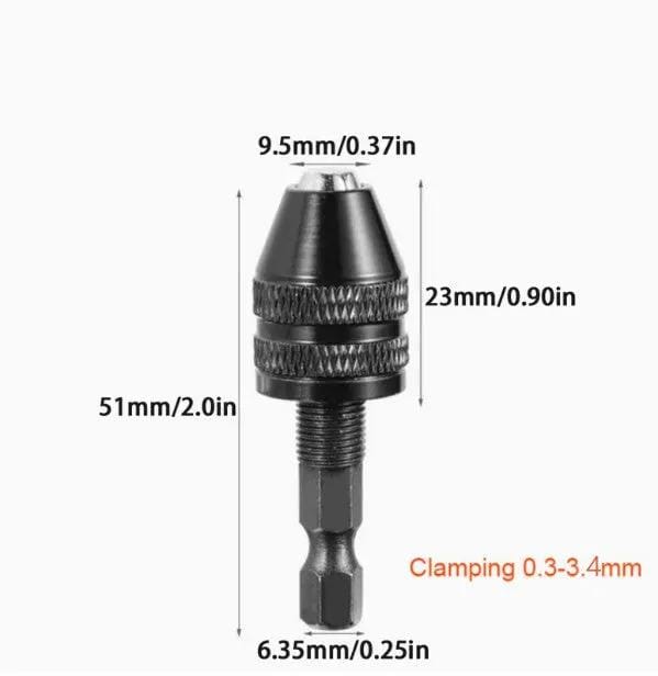 salelink.co.nz Unbranded Drill Chuck Adapter - Hex 0.3-3.4mm Drill Chuck Adapter - Hex 0.3-3.4mm | Action Outdoors NZ