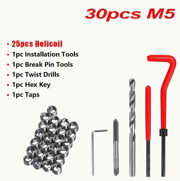 30PCS M5 Helicoil Type Insert Thread Repair Tool Kit – view 2
