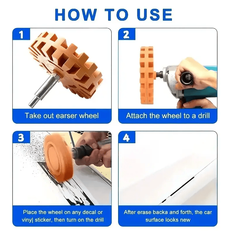 4inch Rubber Eraser Wheel Adhesive Remover Vinyl Decal Graphics Removal Tool – view 3