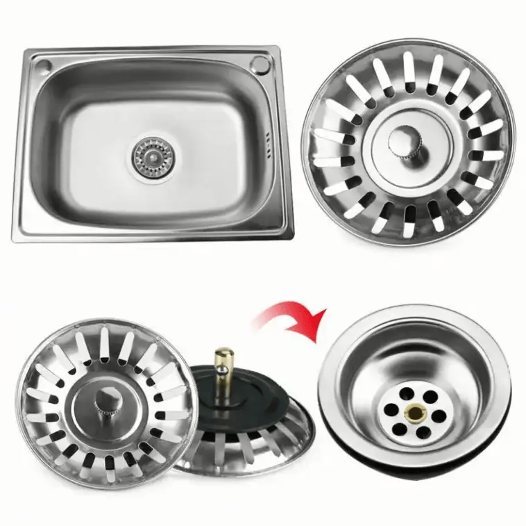 4 x Kitchen Waste Stainless Steel Sink Strainer Plug Drain Filter Basket Drainer – view 3