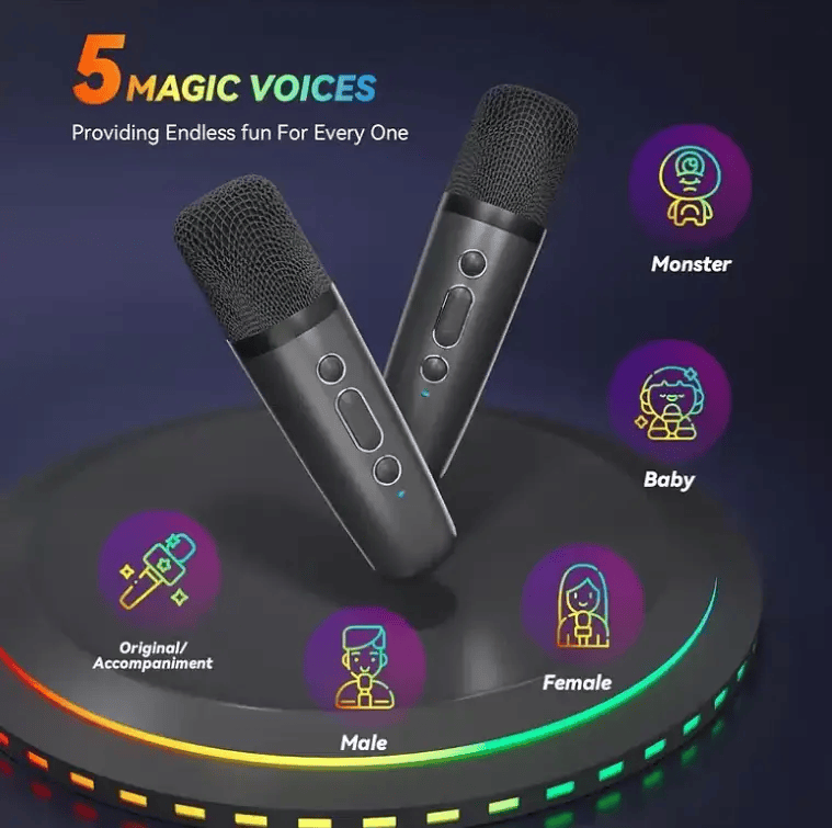 Bluetooth Singing Speaker Karaoke Player with 2 Wireless Microphones – view 3