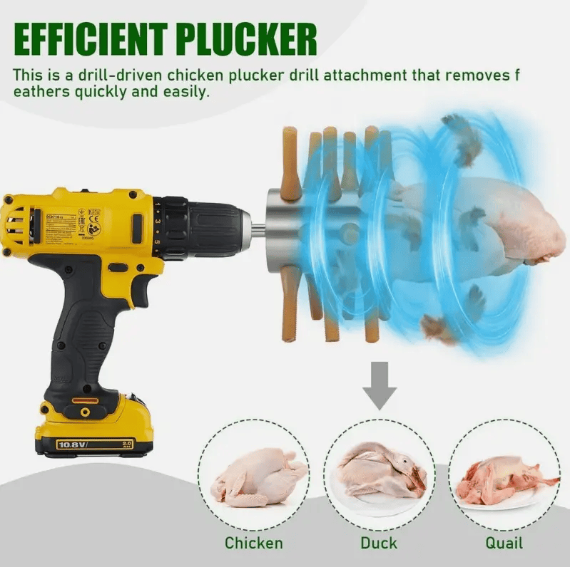 Chicken Plucker Drill Attachment, Stainless Steel Drill – view 3