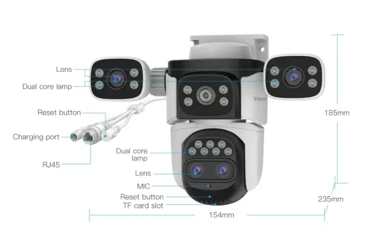 salelink.co.nz Unbranded Outdoor Security Camera Four Lens Outdoor Security Camera Four Lens | Action Outdoors NZ