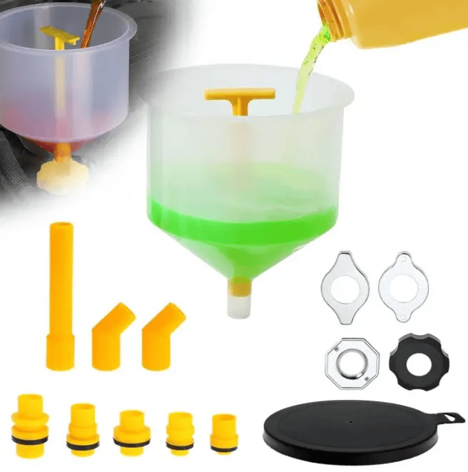 15-Piece Car Radiator Coolant Refill Funnel Kit Spill Proof Cooling System Tool – view 1